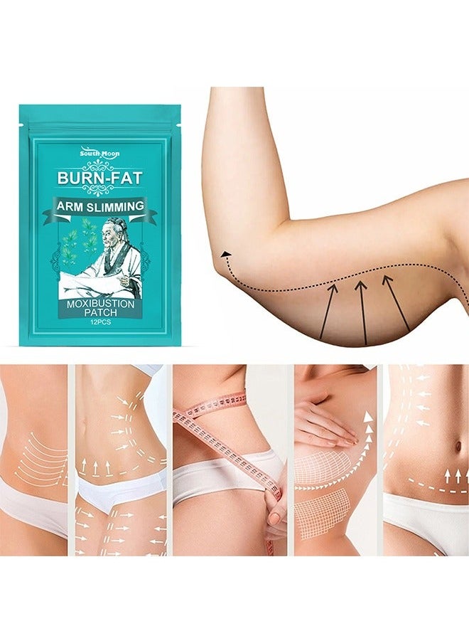 SOUTH MOON - 12pcs Flabby Arms Tone Shape Herbal Patch, Burn-Fat Arm Slimming Moxibustion Patch,Moxibustion Patch for Quick Slimming and Shaping, Accelerate Metabolism Tighten Skin Weight Loss Patch - Image 1