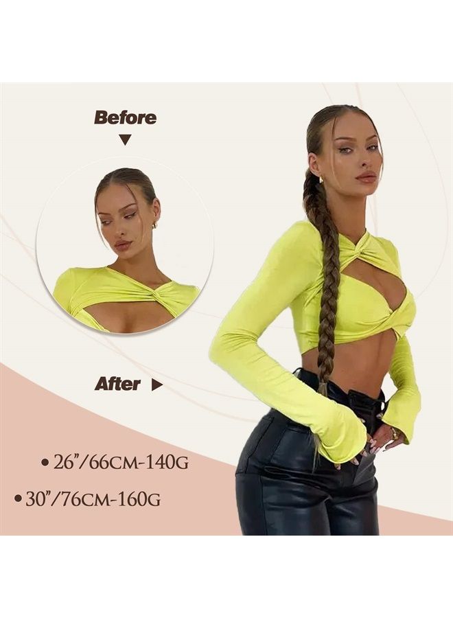 BARSDAR إكستنشن ذيل حصان مضفر بطول 26 إنش مع رباط شعر - لون بلوندي زبداني مزيج من بني الشوكولاتة - Image 3