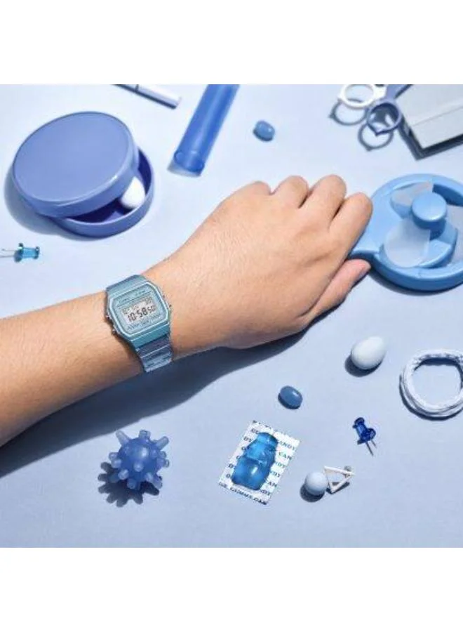 CASIO Women's Unisex Digital Display Watch With Blue Resin Strap - F-91WS-2DF
