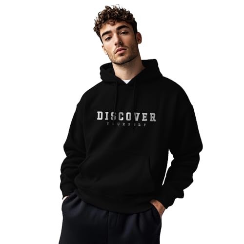 Nobero Men's Cotton Blend Neck Hooded Regular Fit Sweatshirt (1M-TWHO-C0530_Black (2XL) - Image 1