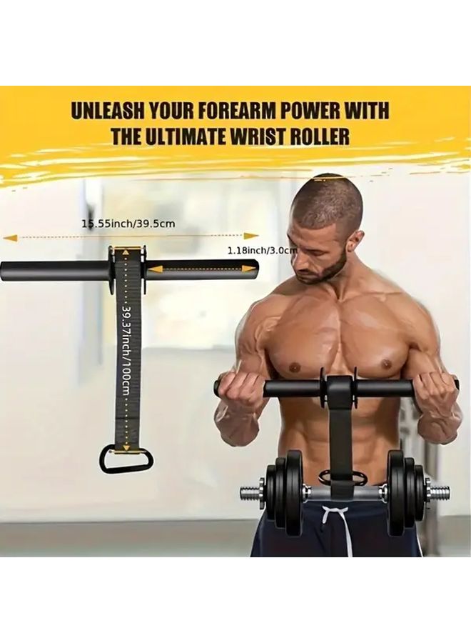 Black Adjustable Forearm Training Bar Wrist Strengthener Weighted Arm Curl System - Image 4