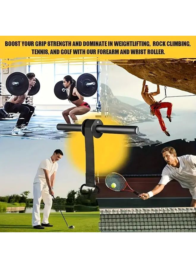 Black Adjustable Forearm Training Bar Wrist Strengthener Weighted Arm Curl System - Image 1