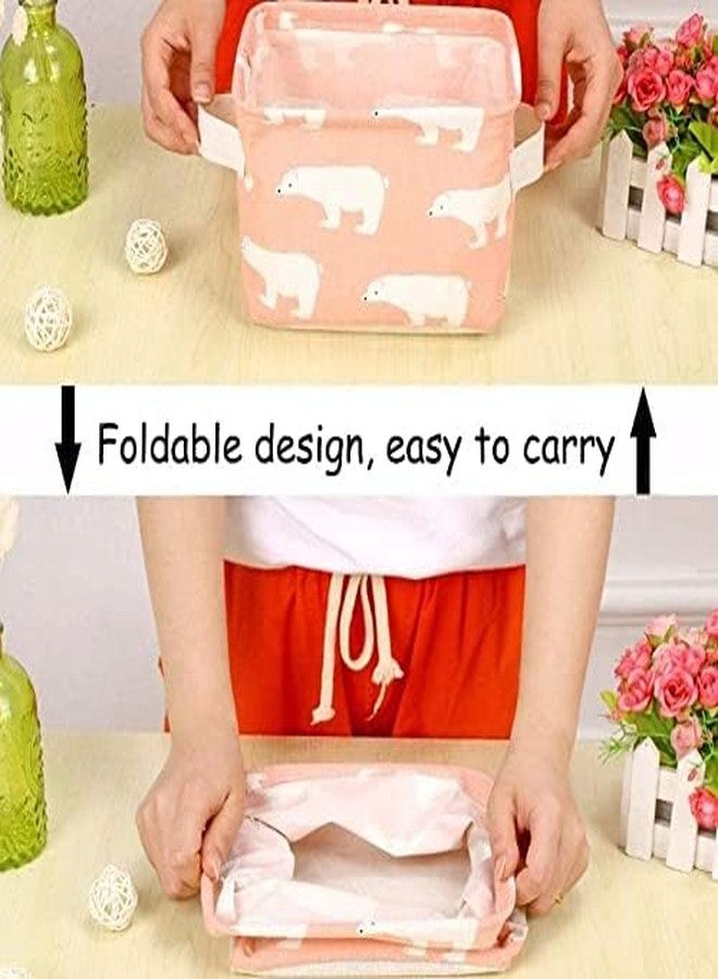 AZARIA Foldable Storage Box Canvas Fabric Baskets For Organizing With Handles, Rectangle Small, Cube, Foldable Multipurpose Box, Closet, Desk, Baby Storage Organizer (Pack of 8 (Small)) - Image 3