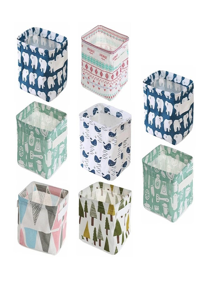 AZARIA Foldable Storage Box Canvas Fabric Baskets For Organizing With Handles, Rectangle Small, Cube, Foldable Multipurpose Box, Closet, Desk, Baby Storage Organizer (Pack of 8 (Small)) - Image 1