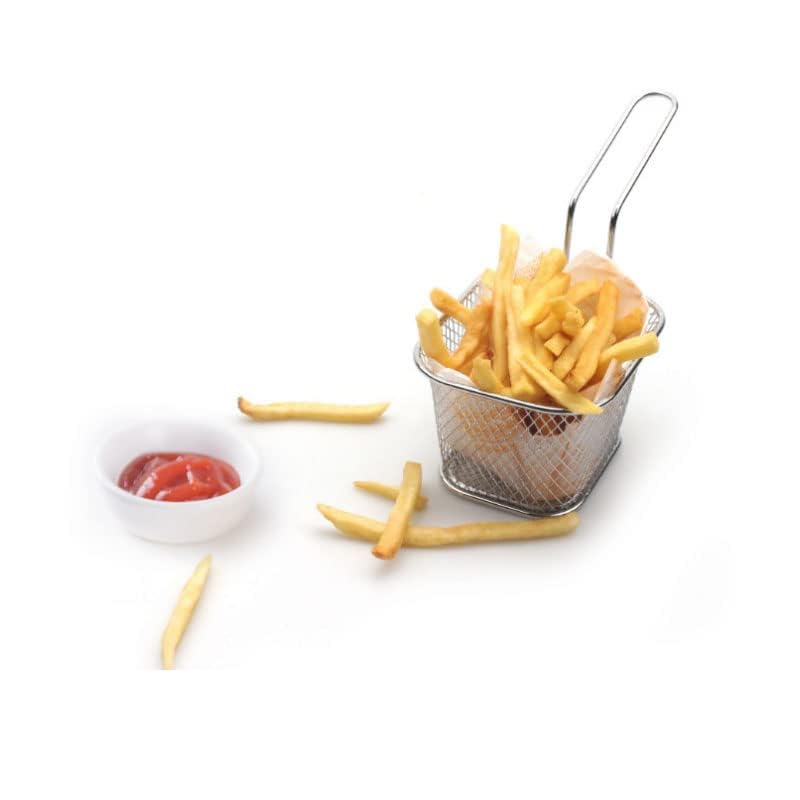 WINHONW 8pcs Mini Square Fry Basket Present Fried Food Table Serving Mini Chip Baskets Mini Fryer Serving Food Presentation Basket Kitchen - Image 5