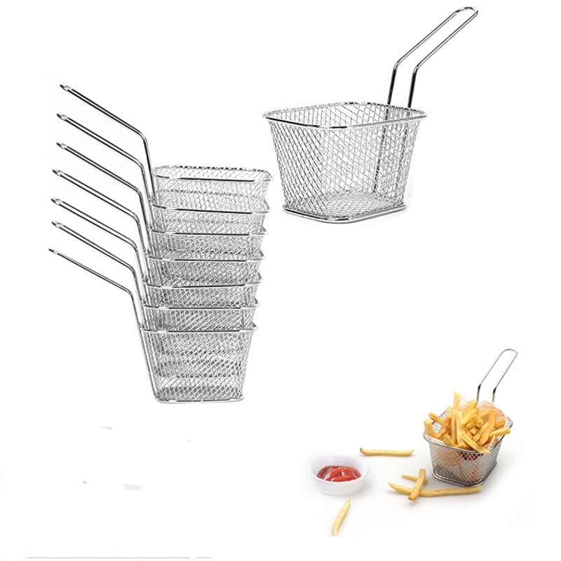WINHONW 8pcs Mini Square Fry Basket Present Fried Food Table Serving Mini Chip Baskets Mini Fryer Serving Food Presentation Basket Kitchen - Image 2