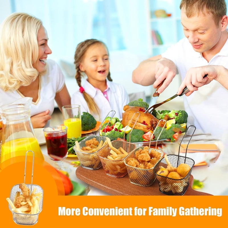 WINHONW 8pcs Mini Square Fry Basket Present Fried Food Table Serving Mini Chip Baskets Mini Fryer Serving Food Presentation Basket Kitchen - Image 3