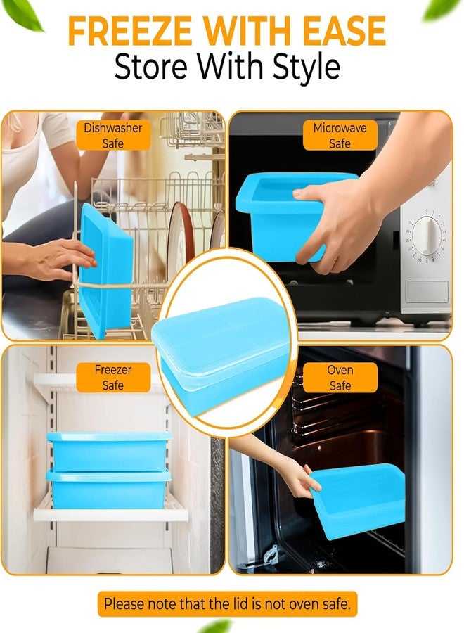 MT.BAY (2 Pack) Large Silicone Freezer Containers For Soup, Pasta Sauce, Leftovers, Broth & More - 6 Cup Reusable BPA Free Non Plastic Food Storage Freezing Ice Trays With Lids & Measurement Lines - Image 5