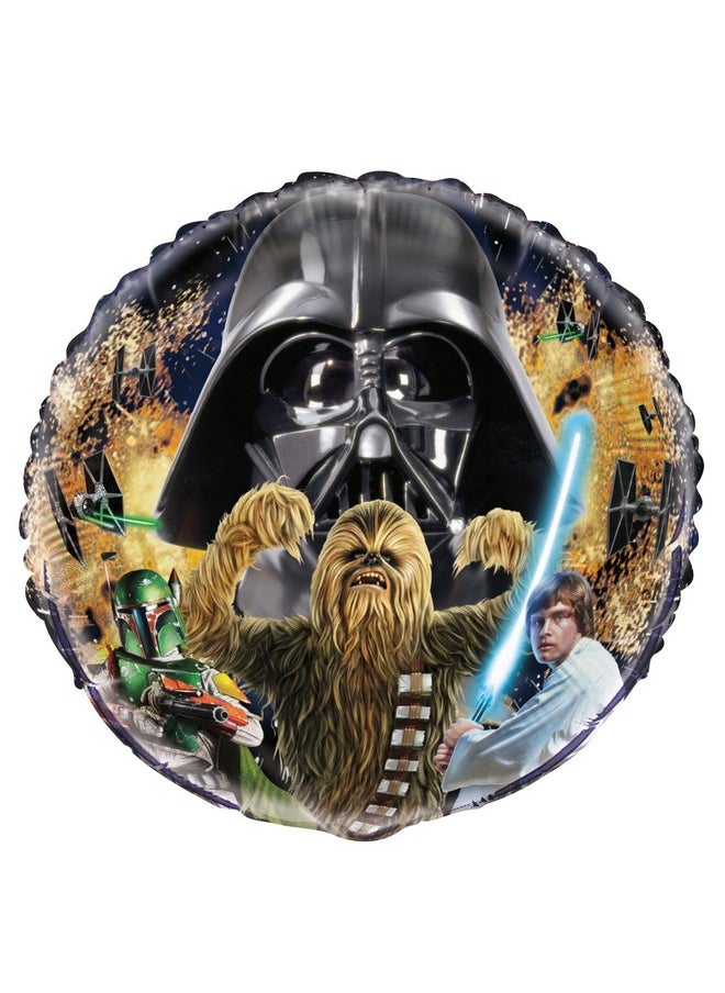 Unique Multicolor Foil Star Wars Classic Round Balloon Packaged (18") 1 Count - Ultimate Party Gear for Galactic Celebrations and Intergalactic Fans  - Image 1