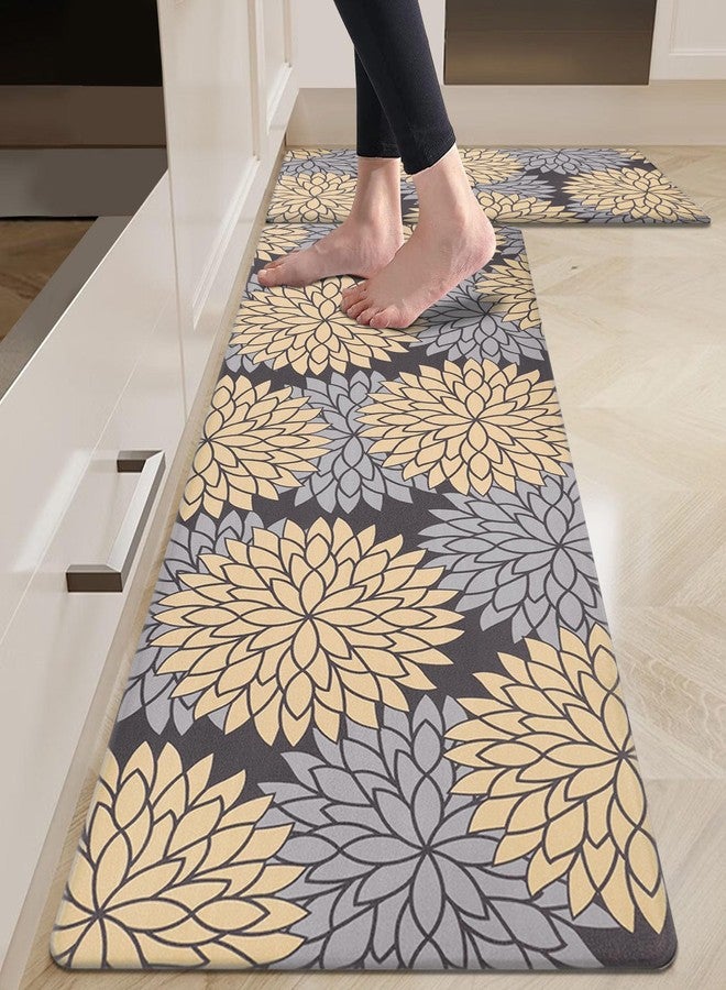 HEBE Anti Fatigue Kitchen Rug Sets 2 Piece Non Slip Kitchen Mats for Floor Cushioned Kitchen Rugs and Mats Waterproof Comfort Standing Mat Runner for Kitchen,Home Office,Sink,Laundry - Image 1