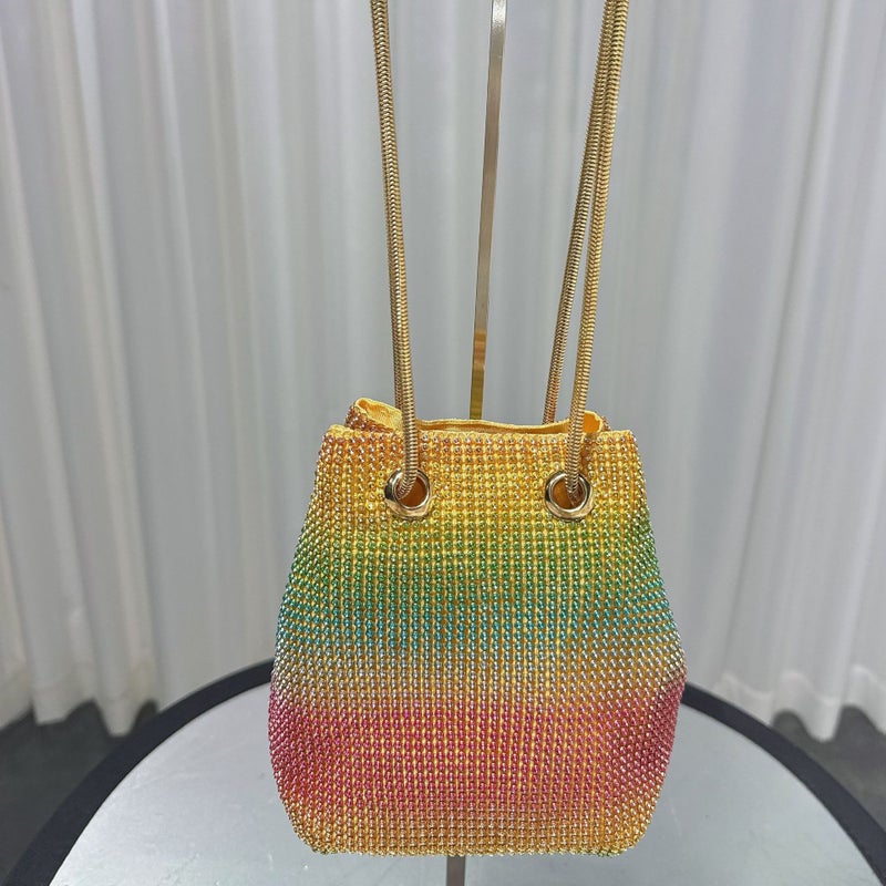 New Fashion Bucket Bag Banquet Dress Evening Bag Rhinestone Women'S Trendy Diamond-Encrusted Handbag Evening Wear - Image 1