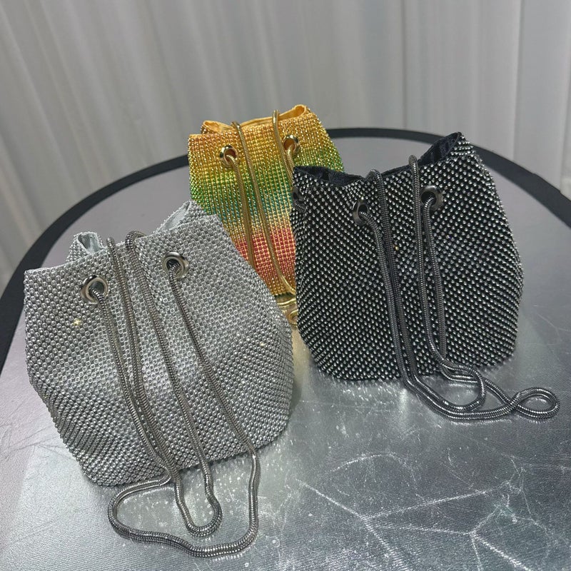 New Fashion Bucket Bag Banquet Dress Evening Bag Rhinestone Women'S Trendy Diamond-Encrusted Handbag Evening Wear - Image 4