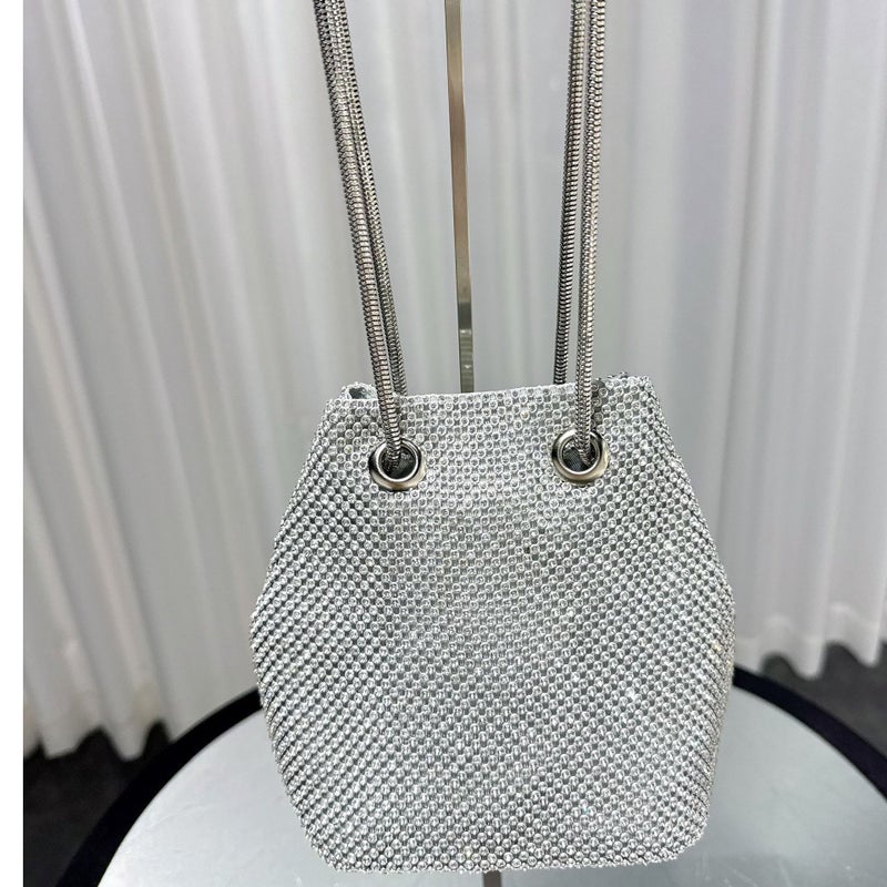 New Fashion Bucket Bag Banquet Dress Evening Bag Rhinestone Women'S Trendy Diamond-Encrusted Handbag Evening Wear - Image 5