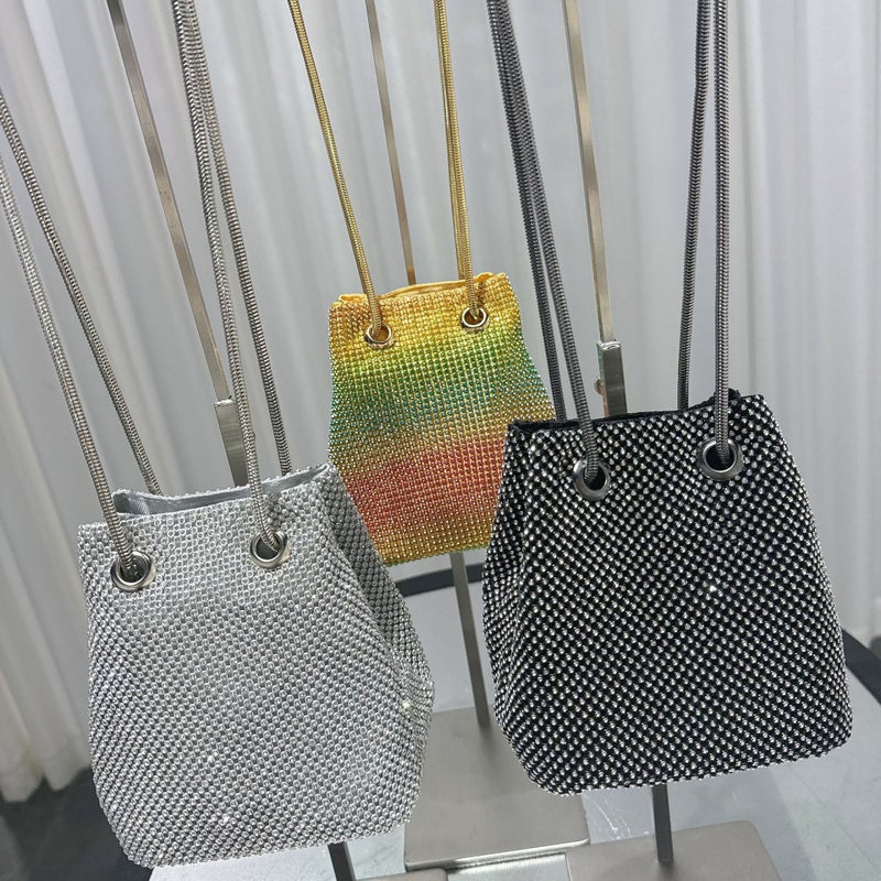 New Fashion Bucket Bag Banquet Dress Evening Bag Rhinestone Women'S Trendy Diamond-Encrusted Handbag Evening Wear - Image 3