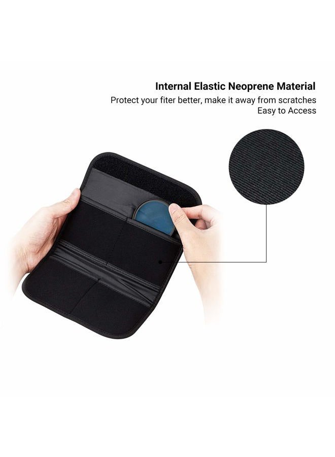 JJC 4 Pockets Filter Case for Round Filter Up to 58mm (37mm 40.5mm 43mm 46mm 49mm 52mm 55mm 58mm), Foldout Lens Filter Pouch with Microfiber Cleaning Cloth, Professional Photography Filter Bag - Image 4