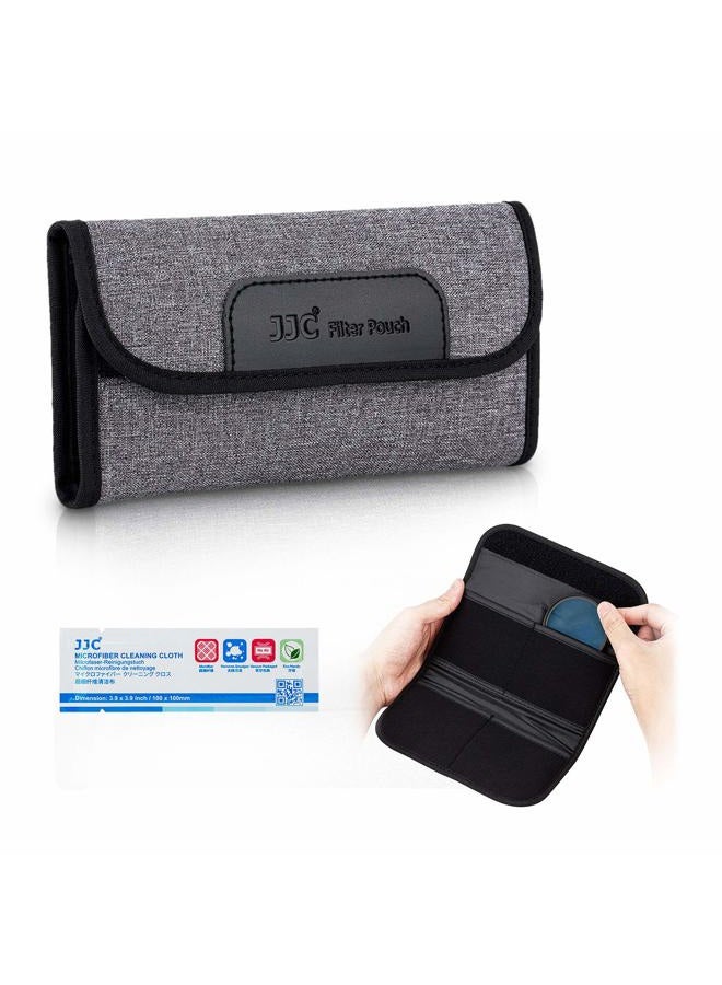 JJC 4 Pockets Filter Case for Round Filter Up to 58mm (37mm 40.5mm 43mm 46mm 49mm 52mm 55mm 58mm), Foldout Lens Filter Pouch with Microfiber Cleaning Cloth, Professional Photography Filter Bag - Image 1