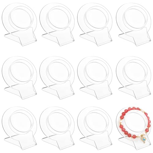 Mirrline 12 Pcs Acrylic Bracelet Displays Stands Clear Jewelry Display Holder Bangle Organizer Rack Bracelet Storage Showcase for Home Store - Image 1