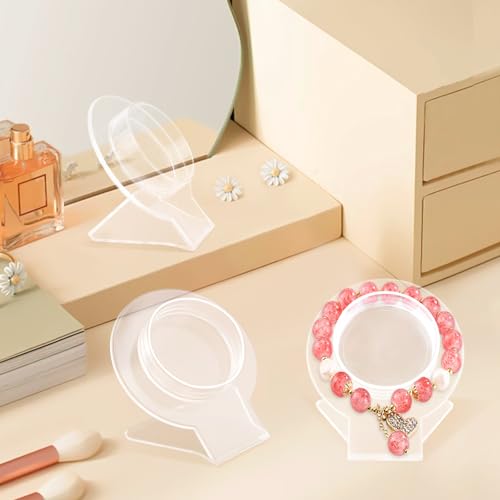 Mirrline 12 Pcs Acrylic Bracelet Displays Stands Clear Jewelry Display Holder Bangle Organizer Rack Bracelet Storage Showcase for Home Store - Image 5