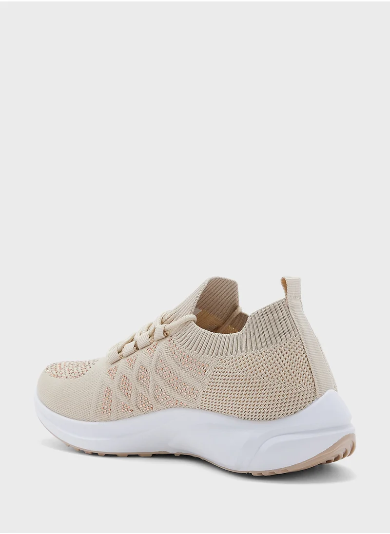 Ginger Diamante Breathable Knit Sneakers