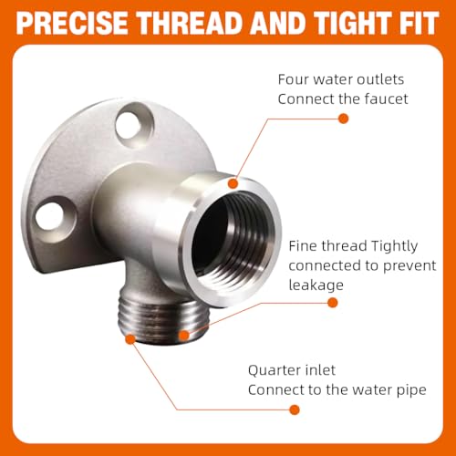 HASTHIP® Bathroom Angle Valve Adapter, Wall Mounted Shower Hose Connector, Stainless Steel Modern Shower System Adapter Conversion Bracket for Shower Hose - Image 3