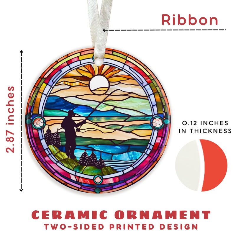 HUNIGIFT Fishing Ornaments for Christmas Tree - Fishing Christmas Ornaments  Fishing Christmas Ornaments 2024  Fisherman Christmas Ornaments - Xmas Fishing Ornament 2024 - Ceramic Christmas Ornaments 2024 - Image 2