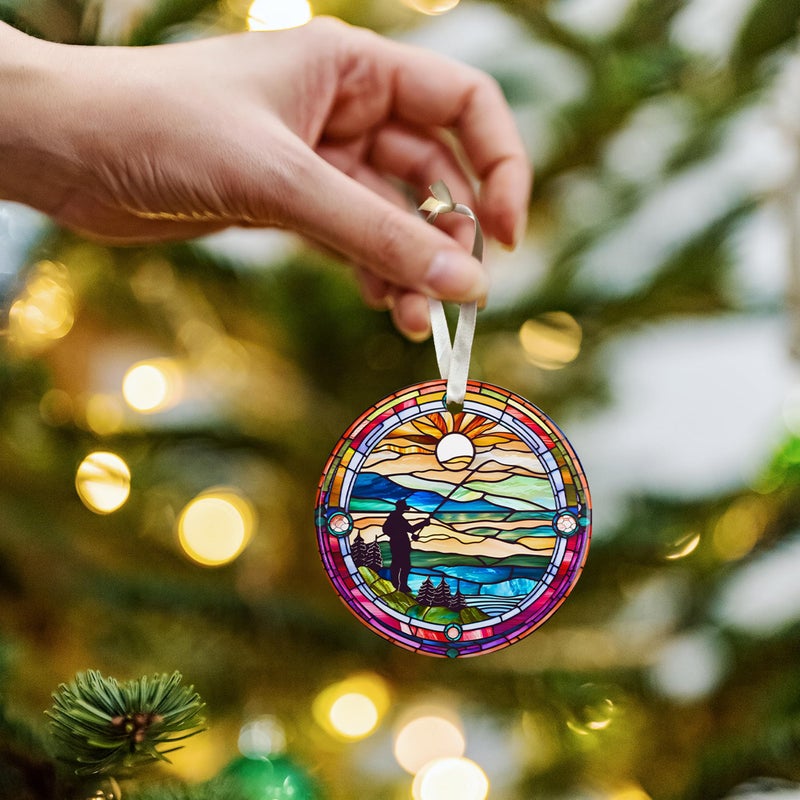 HUNIGIFT Fishing Ornaments for Christmas Tree - Fishing Christmas Ornaments  Fishing Christmas Ornaments 2024  Fisherman Christmas Ornaments - Xmas Fishing Ornament 2024 - Ceramic Christmas Ornaments 2024 - Image 4