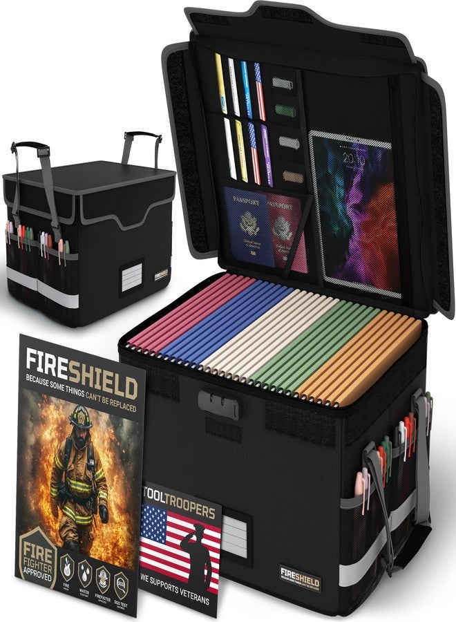 TOOLTROOPERS FIRESHIELD PRO Fireproof Document Box with Lock - Portable File Organizer for Hanging Letter/Legal Folders - Water Resistant, Safe Storage for Home, Office or Travel - Size: 16.1" x 12.9" x 11" - Image 1