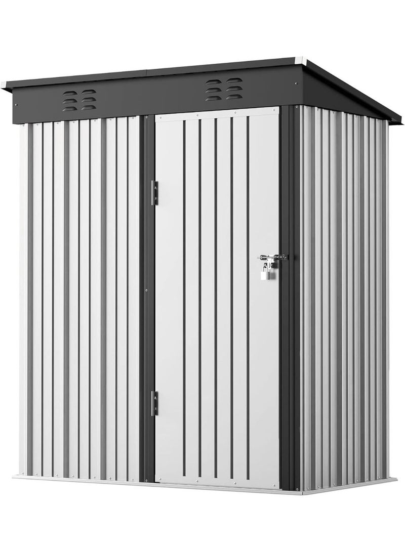 Egardenkart, Outdoor Storage Shed Metal - White, 5x3 Ft | Garden Shed with Lockable Door | Outdoor Storage Cabinet for Garden Storage | Outdoor Shed Storage (With Installation) - Image 1