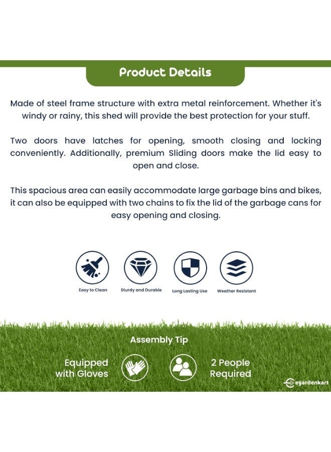 Egardenkart, Outdoor Storage Shed Metal - White, 5x3 Ft | Garden Shed with Lockable Door | Outdoor Storage Cabinet for Garden Storage | Outdoor Shed Storage (With Installation) - Image 4