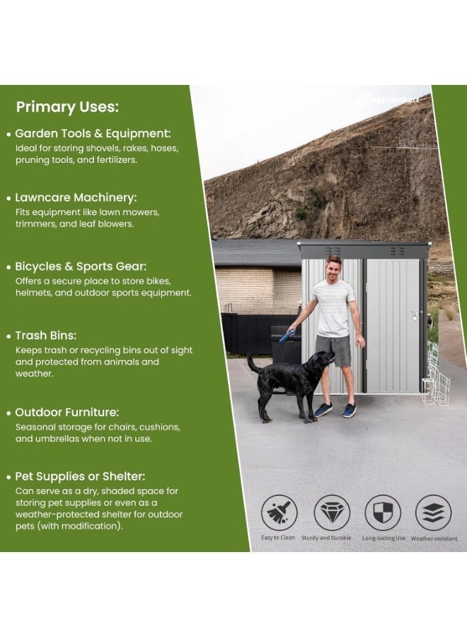Egardenkart, Outdoor Storage Shed Metal - White, 5x3 Ft | Garden Shed with Lockable Door | Outdoor Storage Cabinet for Garden Storage | Outdoor Shed Storage (With Installation) - Image 5