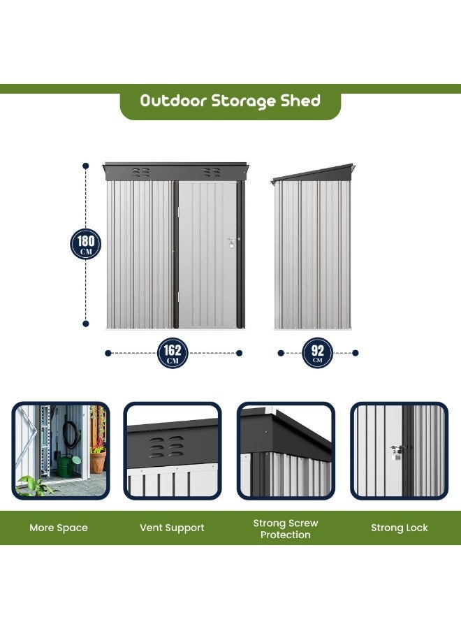 Egardenkart, Outdoor Storage Shed Metal - White, 5x3 Ft | Garden Shed with Lockable Door | Outdoor Storage Cabinet for Garden Storage | Outdoor Shed Storage (With Installation) - Image 3