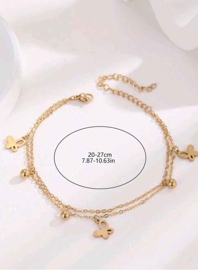 خلخال نسائي عصري وأنيق من الاستانلس ستيل باللون الذهبي - Image 4