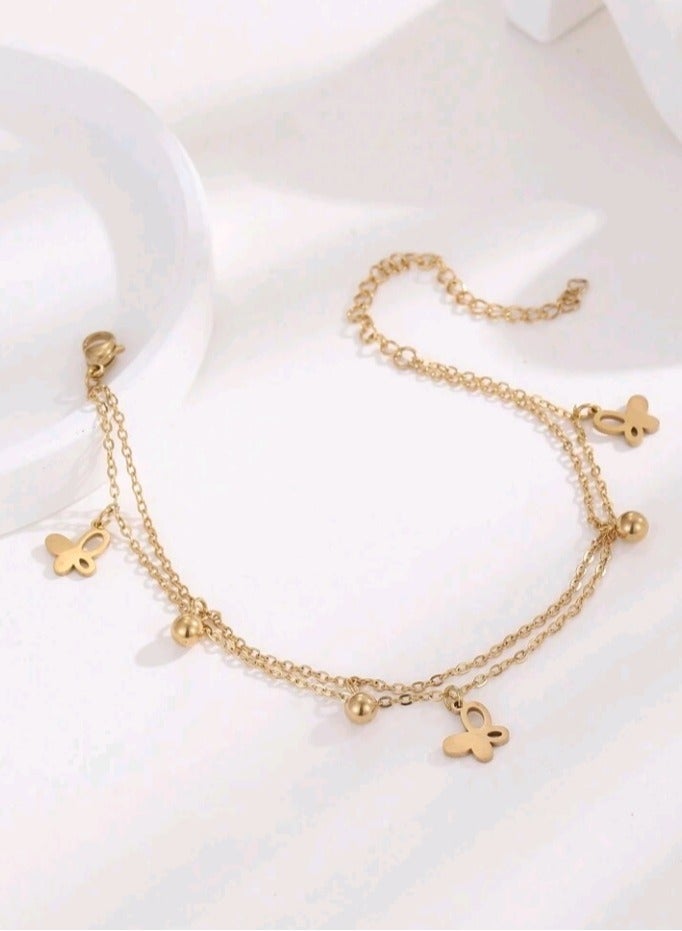 خلخال نسائي عصري وأنيق من الاستانلس ستيل باللون الذهبي - Image 3