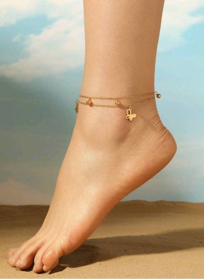 خلخال نسائي عصري وأنيق من الاستانلس ستيل باللون الذهبي - Image 1