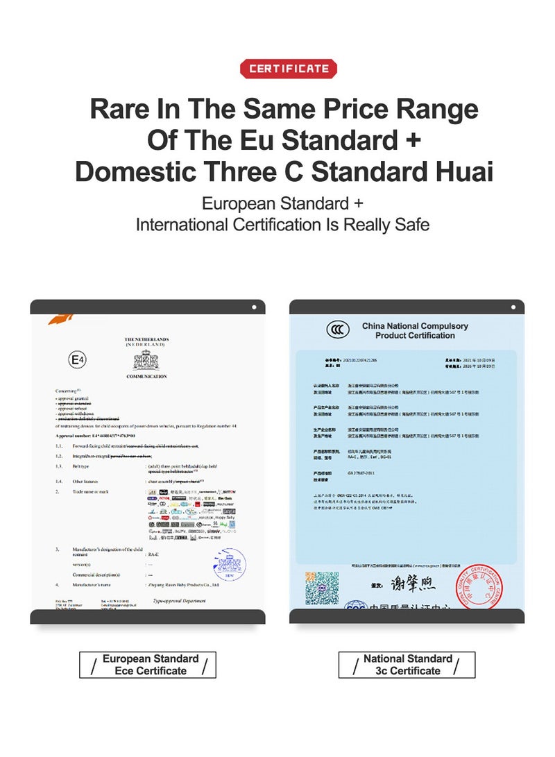 MaBaby مقعد أمان للأطفال، مقعد سيارة قابل للطي ومحمول مع وسادة رفع للأطفال من عمر 9 أشهر إلى 12 عامًا - Image 3