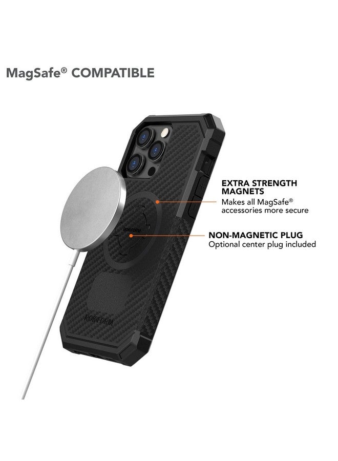 روكفورم روك فورم - جراب iPhone 14 Pro Max، سلسلة Rugged، متوافق مع مغناطيس مزدوج + MagSafe، غطاء iPhone مع قفل RokLock Twist، واقي مغناطيسي من Apple Gear، درع مقاوم للسقوط (أسود)  - Image 4