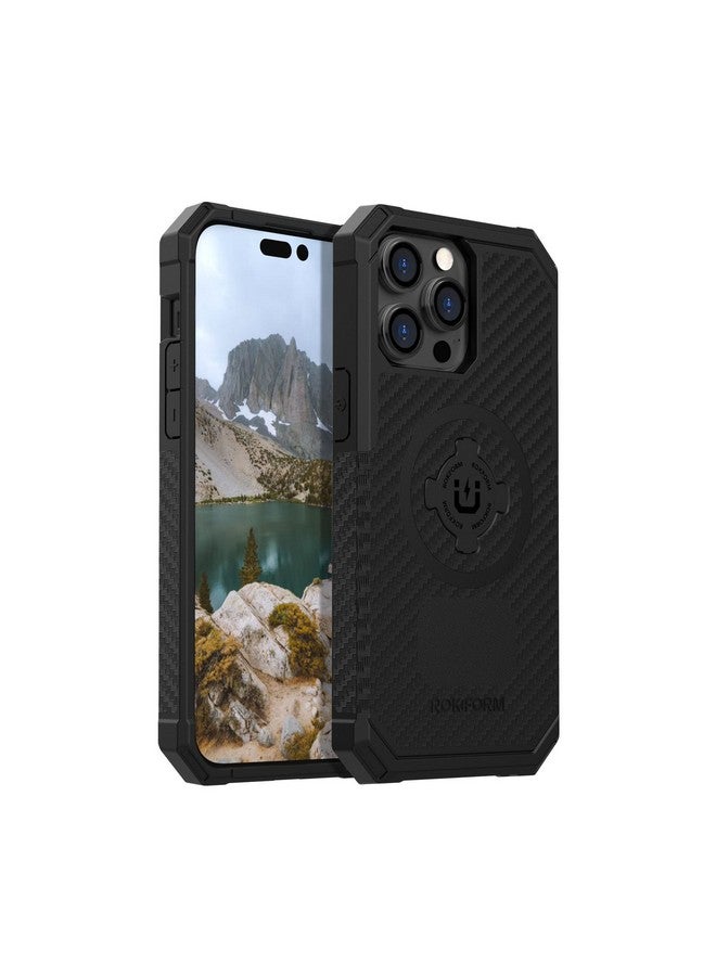 روكفورم روك فورم - جراب iPhone 14 Pro Max، سلسلة Rugged، متوافق مع مغناطيس مزدوج + MagSafe، غطاء iPhone مع قفل RokLock Twist، واقي مغناطيسي من Apple Gear، درع مقاوم للسقوط (أسود)  - Image 1