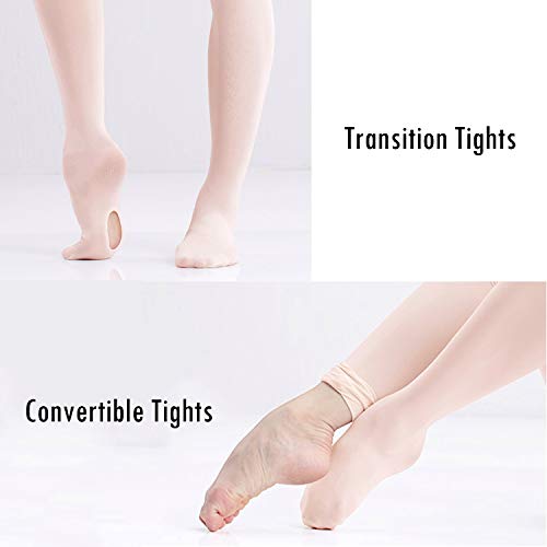 Zando Dance Tights for Girls Toddler - Ultra Soft Pro Convertible Ballet Transition Daily Student Kids Tights Stockings 5-8 Years Ballet Pink - Image 3