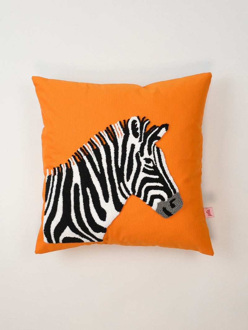 Galia Tasarım Galia Design Zebra Pattern Punch Cushion Cover - Orange  - Image 1