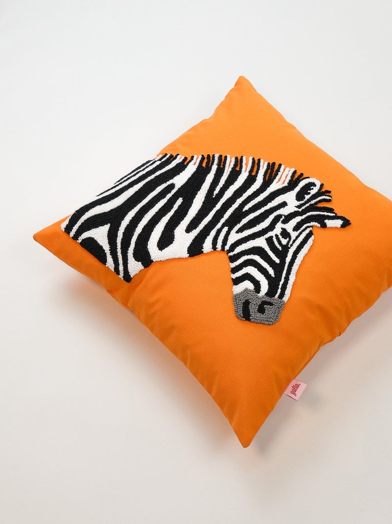 Galia Tasarım Galia Design Zebra Pattern Punch Cushion Cover - Orange  - Image 2