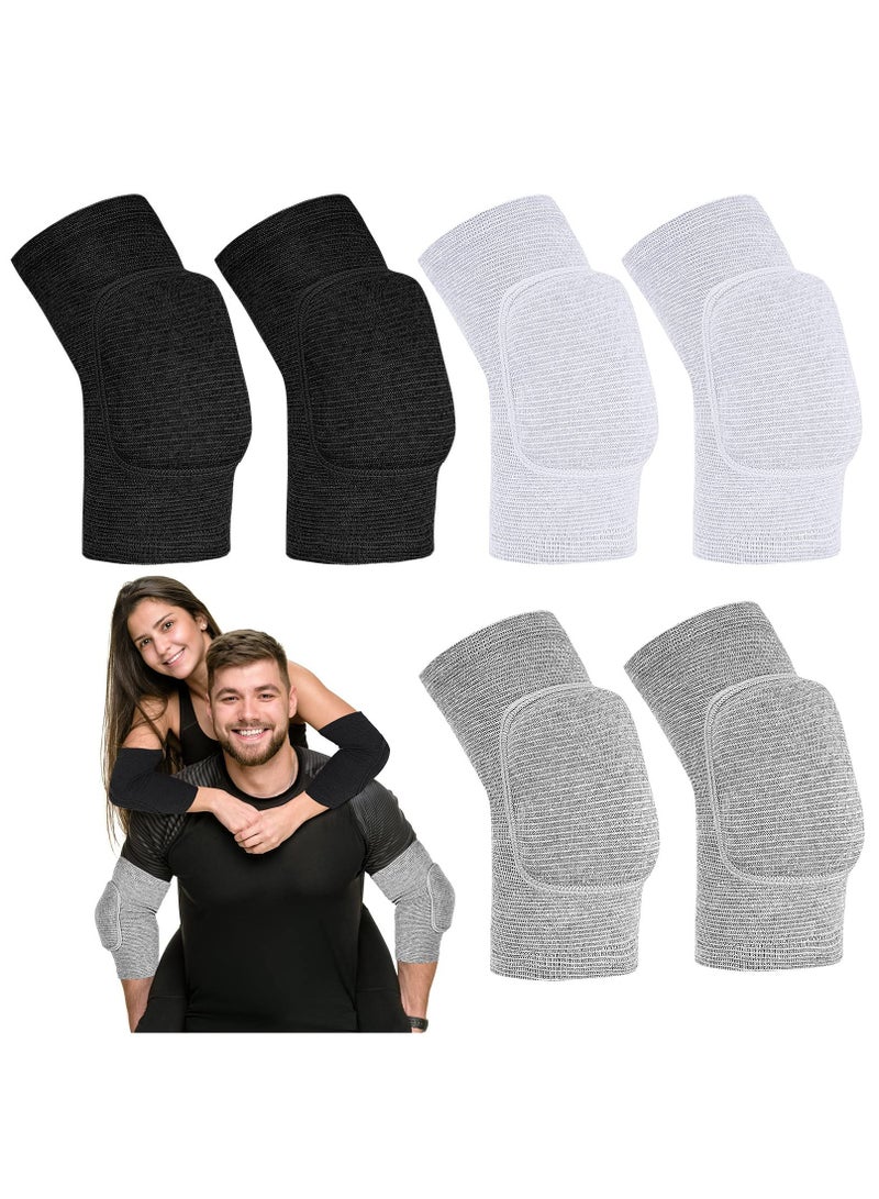 SYOSI 3 Pairs Elbow Pads, Volleyball Elbow Protector, Sponge Support Breathable Compression Elbow Braces for unisex, Girls Boys Basketball Tennis Football Skating Elbow, Black, White, Gray  - Image 1