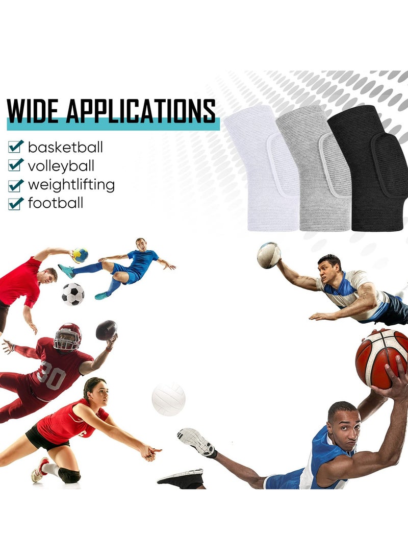 SYOSI 3 Pairs Elbow Pads, Volleyball Elbow Protector, Sponge Support Breathable Compression Elbow Braces for unisex, Girls Boys Basketball Tennis Football Skating Elbow, Black, White, Gray  - Image 5