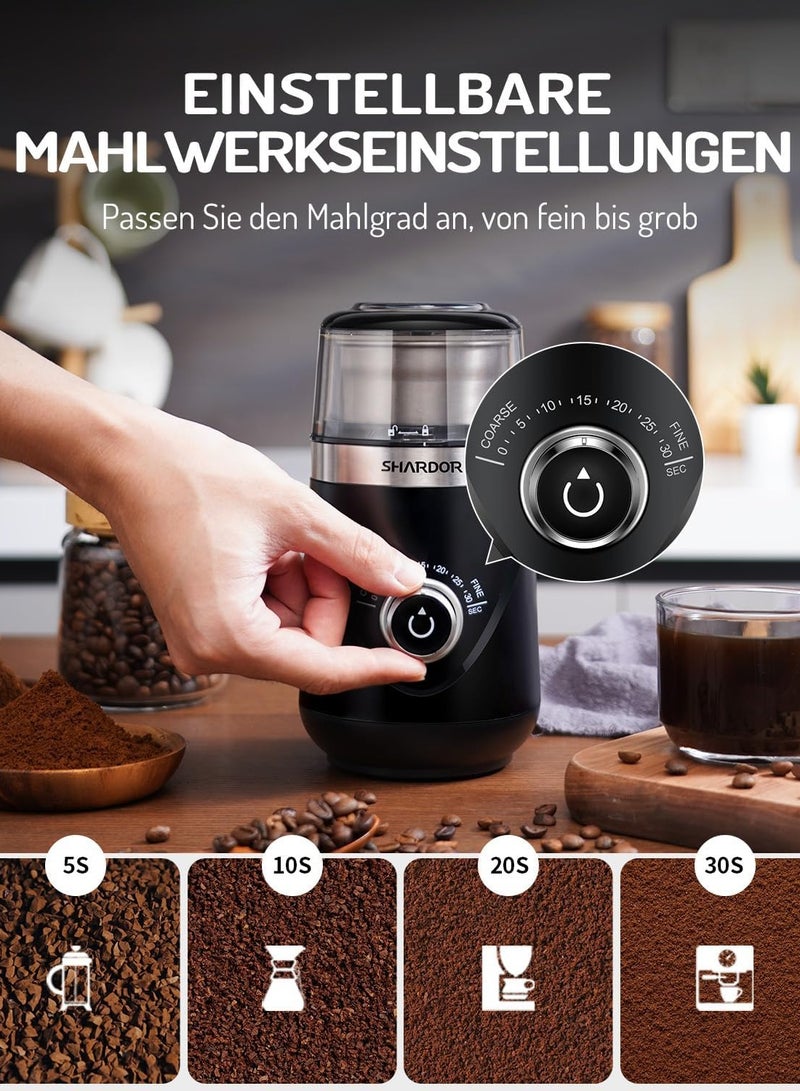 SHARDOR Adjustable Coffee Grinder, Herb, Spice Electric, Coffee Bean, Espresso, with 2 Removable Stainless Steel Wet and Dry Bowl, Black, Updated 2.0 - Image 2