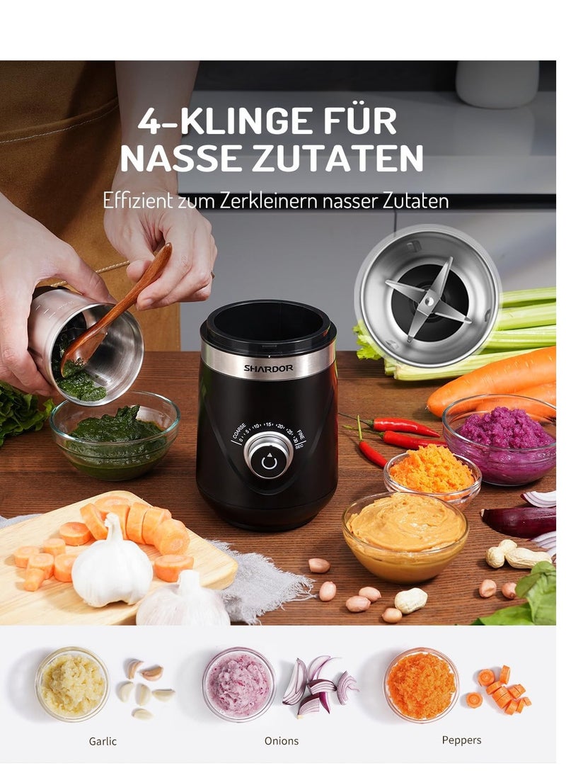 SHARDOR Adjustable Coffee Grinder, Herb, Spice Electric, Coffee Bean, Espresso, with 2 Removable Stainless Steel Wet and Dry Bowl, Black, Updated 2.0 - Image 4