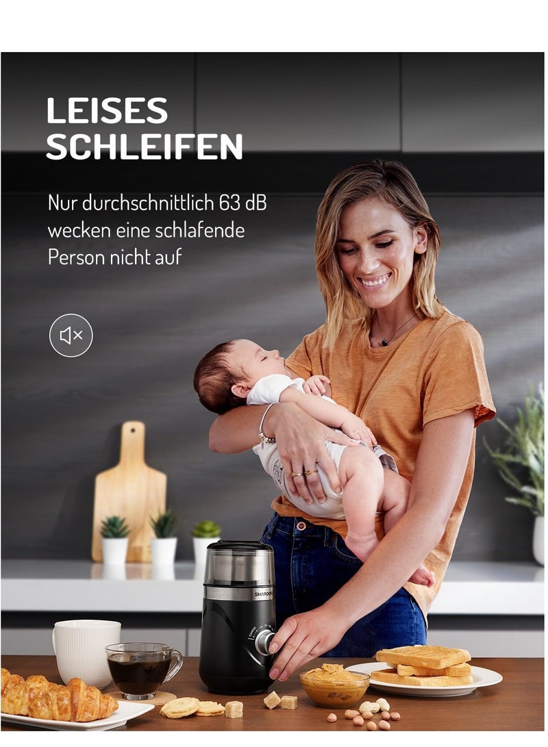 SHARDOR Adjustable Coffee Grinder, Herb, Spice Electric, Coffee Bean, Espresso, with 2 Removable Stainless Steel Wet and Dry Bowl, Black, Updated 2.0 - Image 5