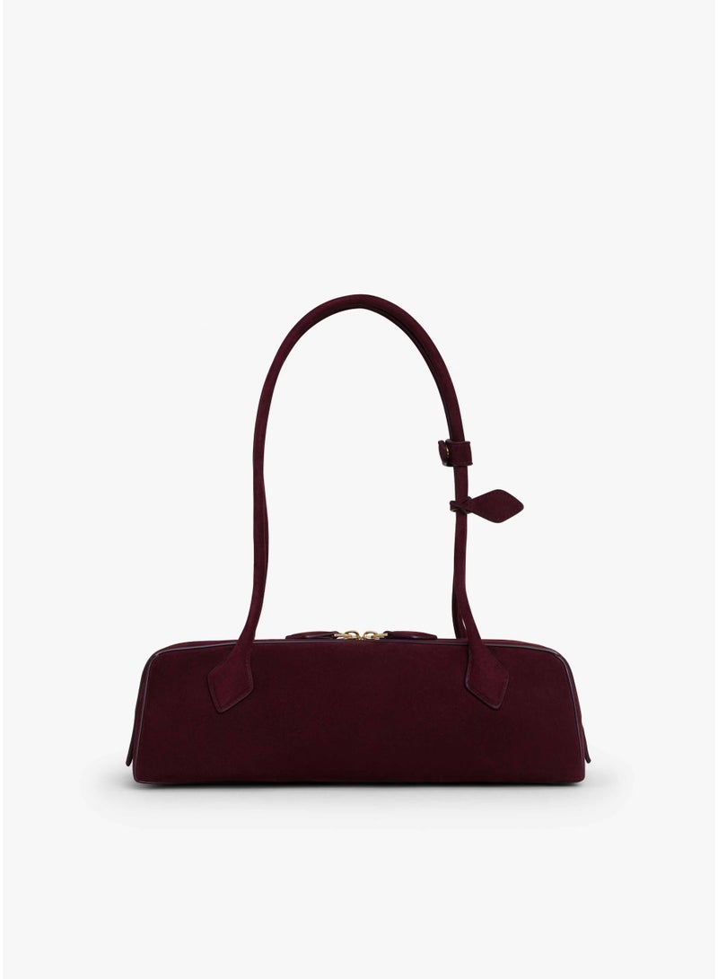 عاليا باريس ALAÏA Le Teckel حقيبة كتف متوسطة الحجم من الجلد السويدي - Image 3