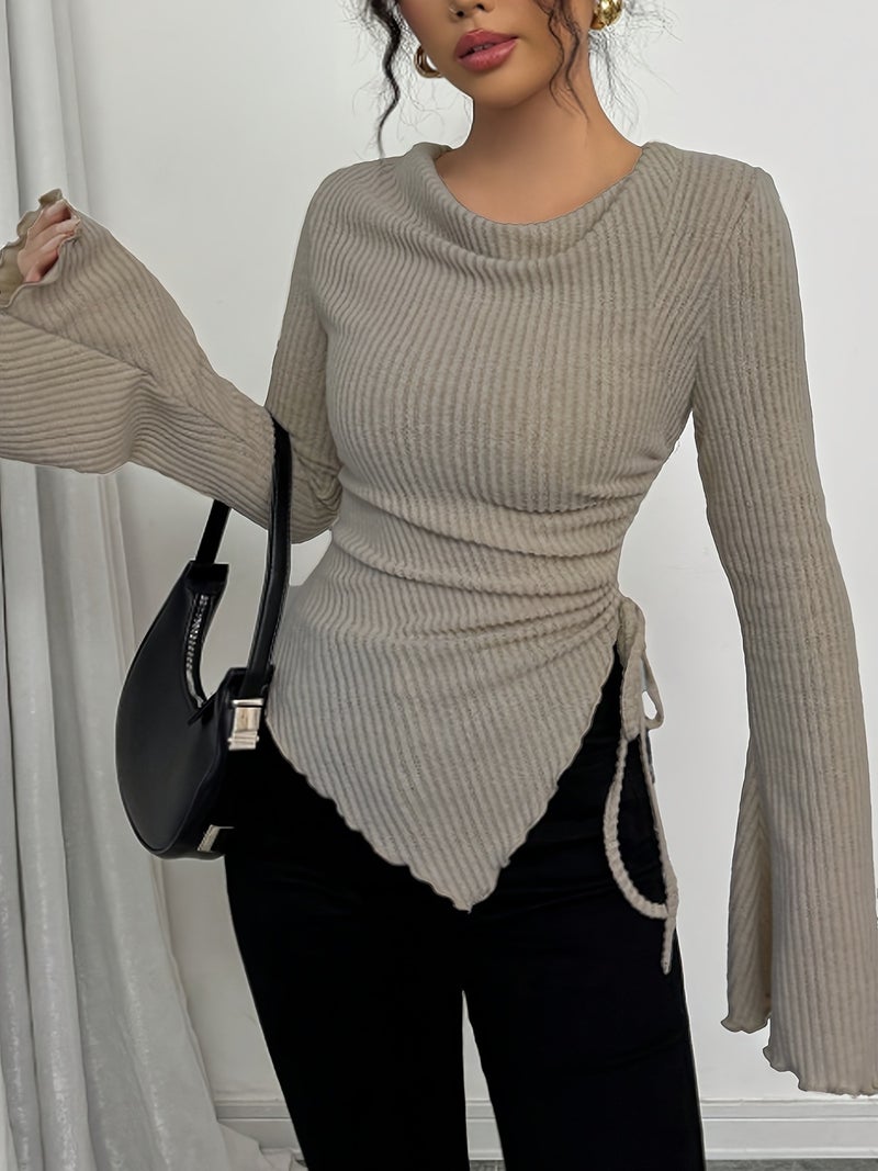 This Autumn and Winter Collection Is Perfect for Women's Dates, Commutes, and Outings. It Features a Casual and Elegant Solid Color That Is Versatile,, with a Round Neck, Flared Sleeves,... - Image 5