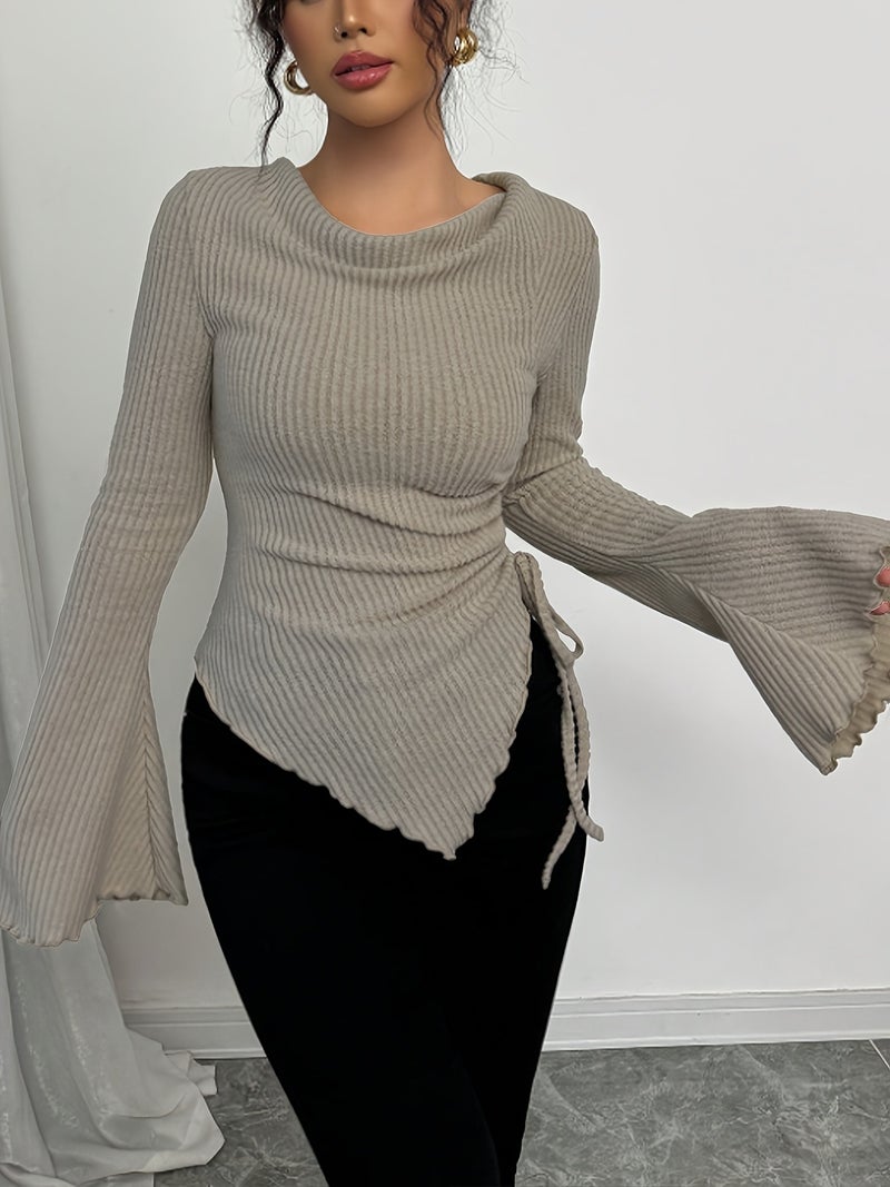 This Autumn and Winter Collection Is Perfect for Women's Dates, Commutes, and Outings. It Features a Casual and Elegant Solid Color That Is Versatile,, with a Round Neck, Flared Sleeves,... - Image 4