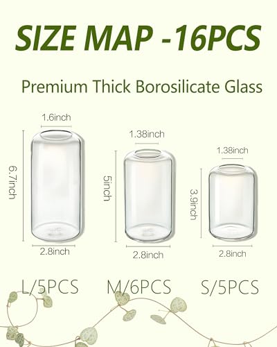 ZENS Bud Vases in Bulk Set of 16, Modern Small Glass Vases for Flower Clear Bud Vases for Wedding Centerpiece, Modern Blown Small Vase for Flowers, Wedding Party Events Decorative Home Decor - Image 3