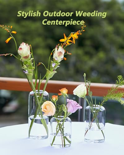 ZENS Bud Vases in Bulk Set of 16, Modern Small Glass Vases for Flower Clear Bud Vases for Wedding Centerpiece, Modern Blown Small Vase for Flowers, Wedding Party Events Decorative Home Decor - Image 5